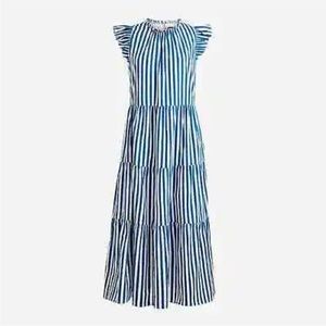 J. Crew Tiered cotton dobby dress in cape stripe
